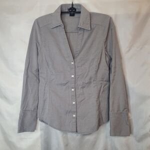 Ann Taylor button down diagonal pinstripe shirt